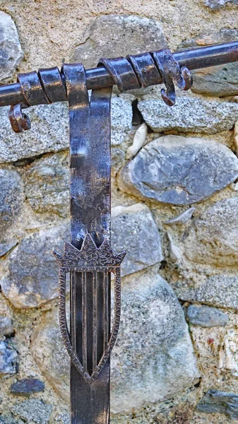 Détail Banc Forgé Balustrade Piera Barcelone Catalogne Espagne Europe — Photo