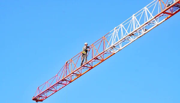 Construction Une Grue Pour Réalisation Bloc Appartements Barcelone Catalogne Espagne — Photo