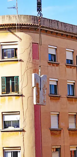 Construção Guindaste Para Realização Bloco Apartamentos Barcelona Catalunha Espanha Europa — Fotografia de Stock