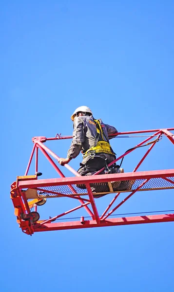 Construction Une Grue Pour Réalisation Bloc Appartements Barcelone Catalogne Espagne — Photo