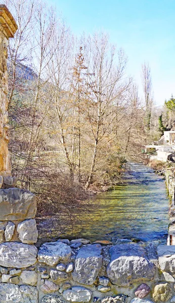 Bastareny Floden Som Passerar Genom Baga Bergada Regionen Barcelona Catalunya — Stockfoto