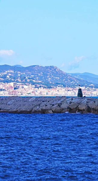 Törésvíz Építése Badalona Strandon Barcelona Catalunya Spanyolország Európa — Stock Fotó