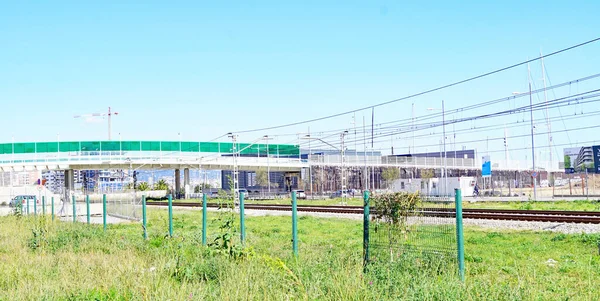 Straßenbrücke Und Eisenbahnstrecke Badalona Barcelona Katalonien Spanien Europa — Stockfoto