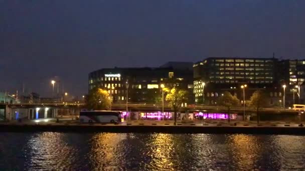 アムステルダム オランダ オランダ ヨーロッパの夜のパノラマビデオ — ストック動画