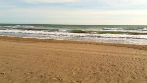 Хвилі Пляжі Дельта Дель Ллобрегат Барселона Каталонія Іспанія Європа — стокове відео