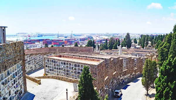 Panoramique Cimetière Montjuic Barcelone Catalogne Espagne Europe — Photo