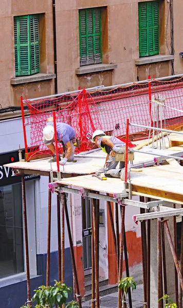 Trabajadores Construcción Edificio Barcelona Cataluña España Europa —  Fotos de Stock