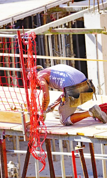 Arbeiter Beim Bau Eines Gebäudes Barcelona Katalonien Spanien Europa — Stockfoto