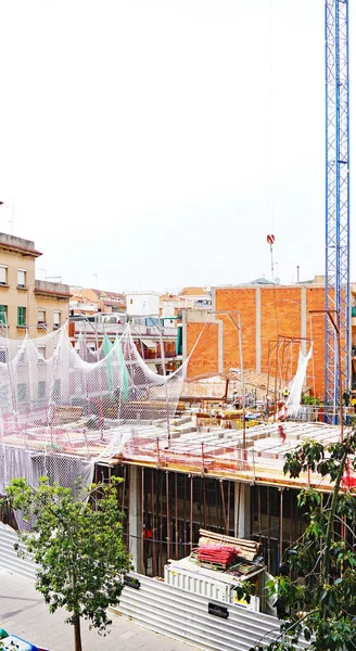 Trabalhadores Construção Edifício Barcelona Catalunha Espanha Europa — Fotografia de Stock