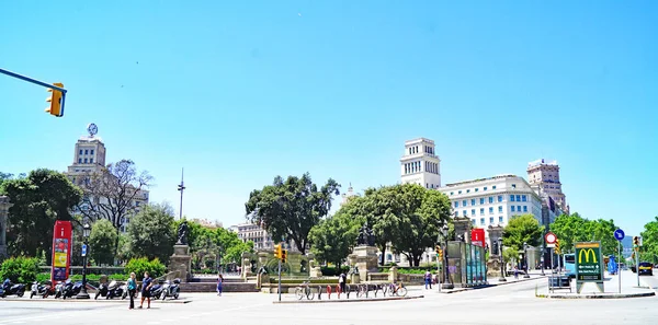 Plaza Catalunya Mit Denkmal Für Franes Macia Barcelona Katalonien Spanien — Stockfoto