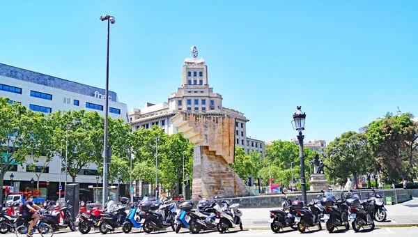 Plaza Catalunya Com Monumento Franes Macia Barcelona Catalunha Espanha Europa — Fotografia de Stock