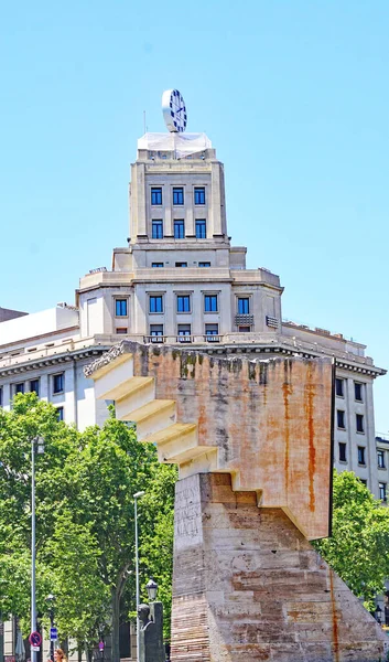 Plaza Catalunya Met Monument Voor Franes Macia Barcelona Catalunya Spanje — Stockfoto