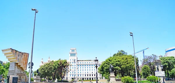 Plaza Catalunya Con Monumento Franes Macia Barcelona Cataluña España Europa —  Fotos de Stock