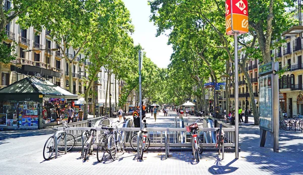 Uitzicht Ramblas Barcelona Catalunya Spanje Europa — Stockfoto