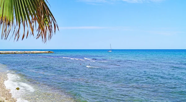 Playa Sitges Con Desembocadura Río Barcelona Cataluña España Europa —  Fotos de Stock