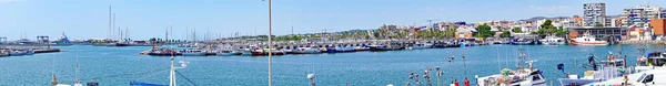 Vista Del Puerto Playa Con Faro Fondo Villanueva Geltru Vilanova — Stock Photo, Image