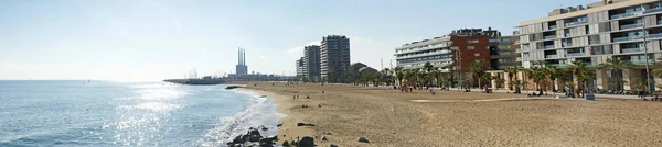 Gebouwen en strand — Stockfoto