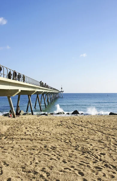 Spiaggia e ponte di petrolio — Foto Stock