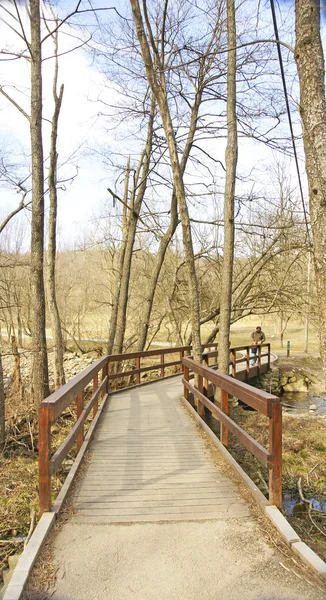 Straße mit Holzbrücke — Stockfoto