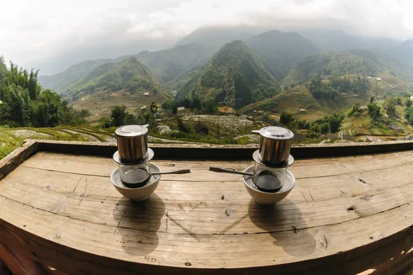 Dual coffee vietnamese style. — Stock Photo, Image