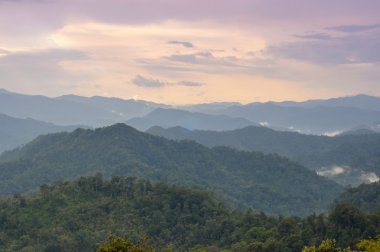 Sonra yağmur ormanlarında güzel gün batımı yağmurlu.