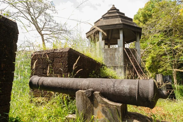 Antik cannon ve eski duvar. — Stok fotoğraf