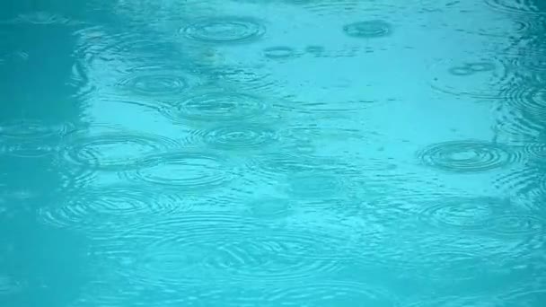 Regendruppels Vallen Het Wateroppervlak Slow Motion — Stockvideo