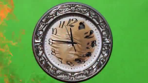 Conversando Conceito Relógio Tiro Isolado Tela Verde Timelapse — Vídeo de Stock
