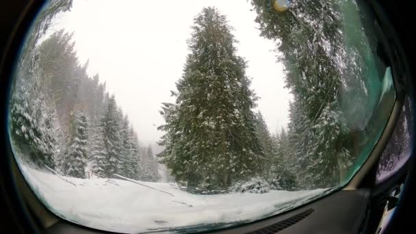 Smältande Snö Glaset Bilen — Stockvideo