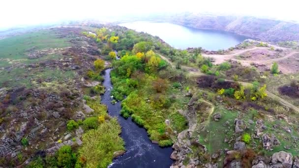 Vista aérea del río Kamyanka — Vídeos de Stock