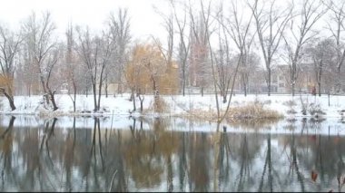 Nehri üzerinde düşen kar