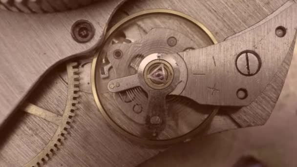 Vintage watch machinery macro detail — Stock Video