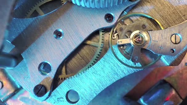 Maquinaria de reloj Vintage macro detalle — Vídeo de stock