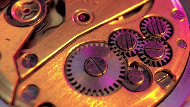 Oldtimer Uhrenmaschinen Makro Detail — Stockvideo