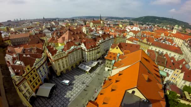 Vy över torget i Prag — Stockvideo