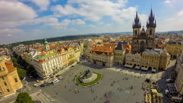 Vy över torget i Prag — Stockvideo