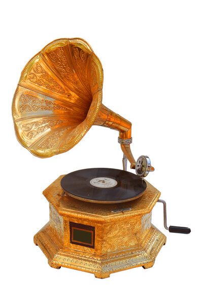 Винтажный золотой граммофон
