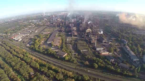 Factory chimneys  in Zaporozhye — Stock Video