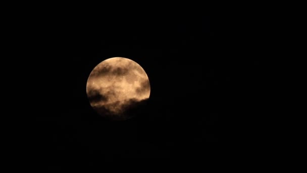 Luna llena detrás de las nubes por la noche — Vídeos de Stock