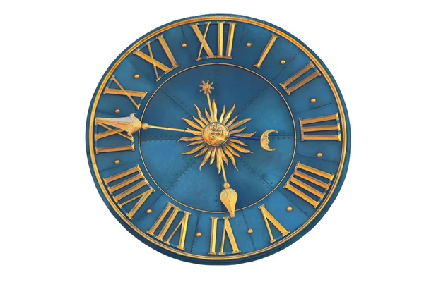 Blue medieval clock — Stock Photo, Image