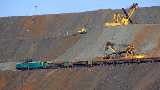 Ore loading by the excavators — Stock Footage Ore loading by the excavators Stock Footage