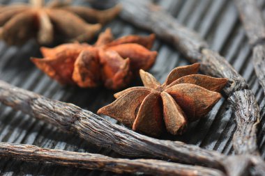 Anason ve vanilya pods closeup 