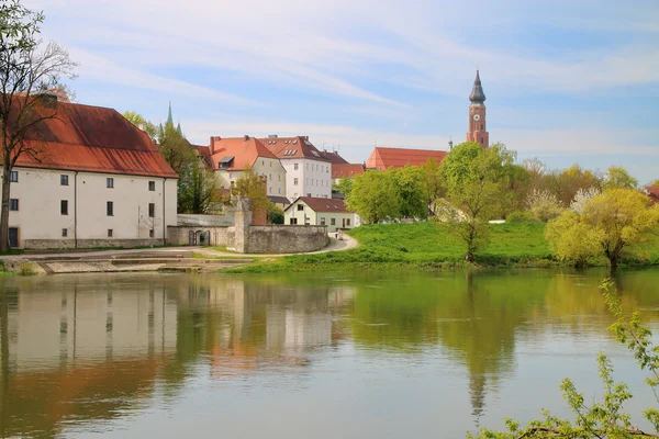 L'antica città di Straubing sul Danubio . — Foto Stock