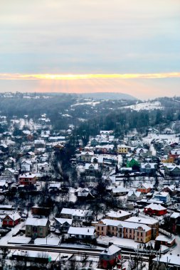 Panorama eski şehrin soğuk bir akşam.