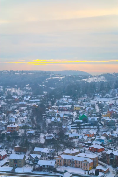 Panorama of the old town a frosty evening. — Stock Photo, Image