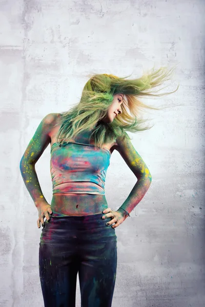 Woman covered with paint — Stock Photo, Image