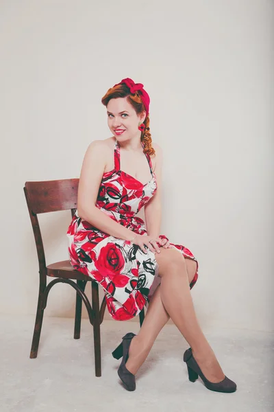 Young woman in retro style — Stock Photo, Image