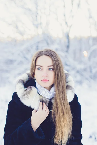 Beautiful girl in winter — Stock Photo, Image