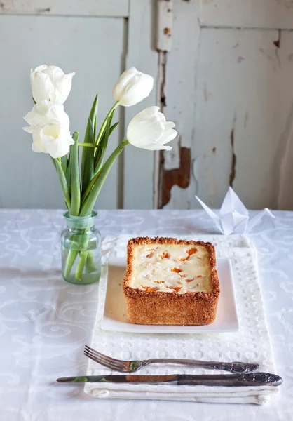 Meruňkové tvarohový koláč — Stock fotografie