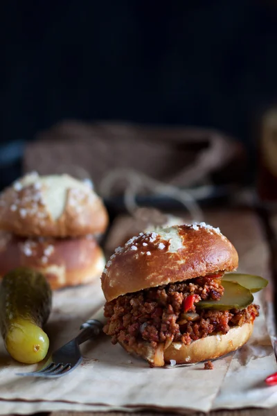 Sloppy joe burger — Stockfoto